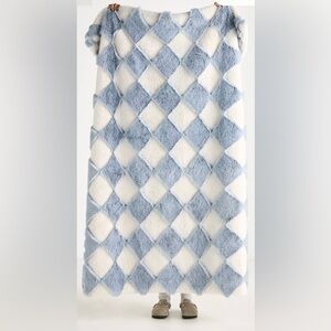 NWT Anthropologie Argyle Faux Throw Blanket